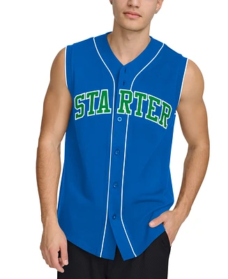 Starter Men's Regular-Fit Logo Embroidered Sleeveless Button-Down Baseball Jersey