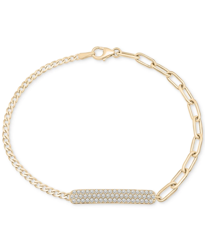 Audrey by Aurate Diamond Bar Two-Chain Link Bracelet (1/2 ct. t.w.) in Gold Vermeil, Created for Macy's