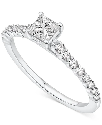 Diamond Princess-Cut Engagement Ring (3/4 ct. t.w.) in 14k White Gold