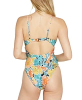 Volcom Juniors' Take It Easy Printed Cutout One-Piece Swimsuit