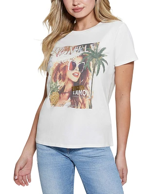 Guess Women's Suntan Cover Graphic Easy T-Shirt