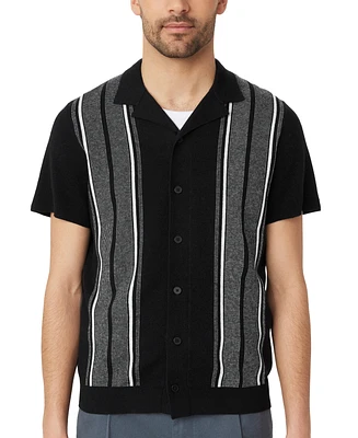 Frank And Oak Men's Slim-Fit Stripe Milano Sweater-Knit Button-Down Camp Shirt