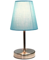 Creekwood Home Nauru 10.5" Traditional Petite Metal Stick Bedside Table Desk Lamp with Fabric Empire Shade