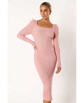 Petal and Pup Women's Camryn Puff Sleeve Knit Sweater Midi Dress