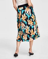 I.n.c. International Concepts Women's Pleated Floral-Print Midi Skirt, Created for Macy's