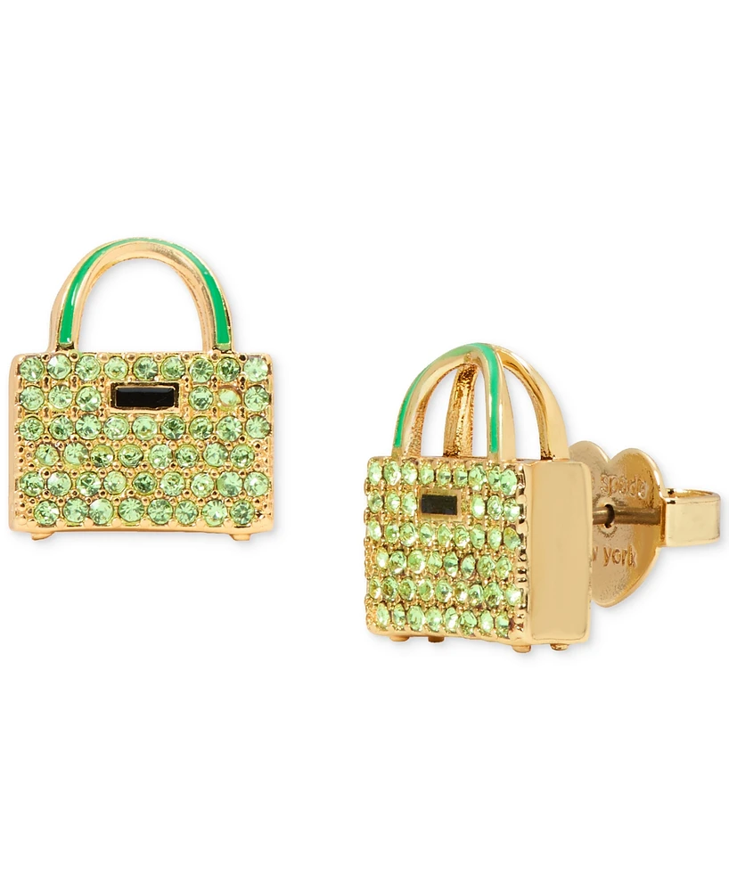Kate Spade New York Gold-Tone Pave Handbag Stud Earrings