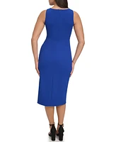 Siena Women's Ruched Side-Twist Sleeveless Midi Dress