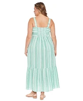 London Times Plus Striped Maxi Dress