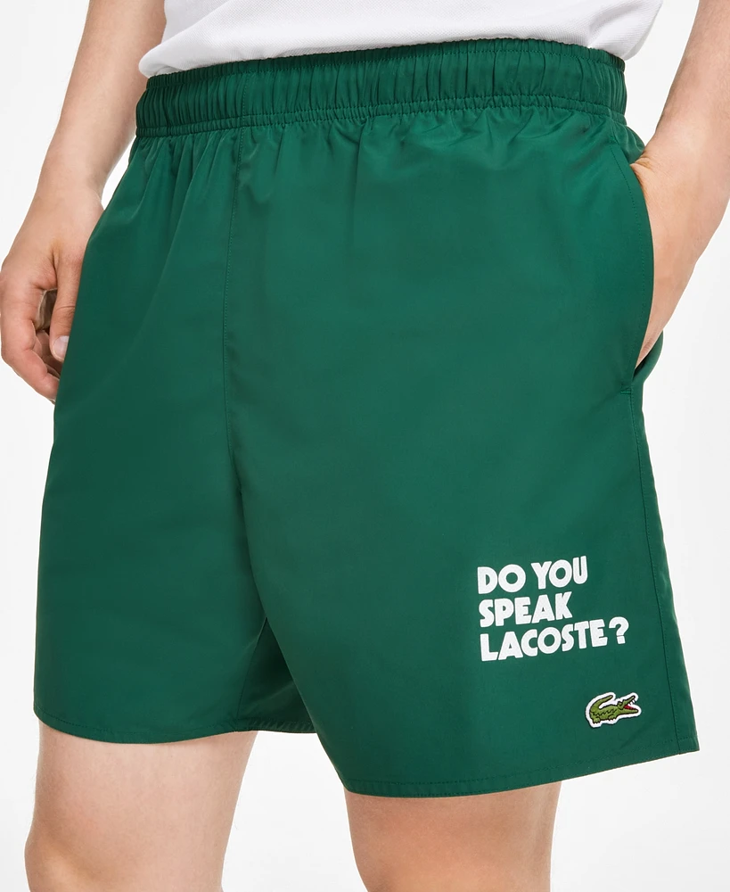 Lacoste Men's Quick-Dry Printed 6" Swim Trunks