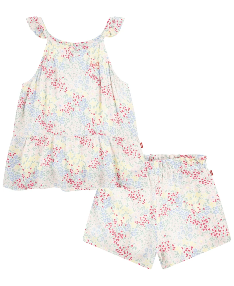 Levi's Toddler Ruffle Collar Tank Top and Shorts Set