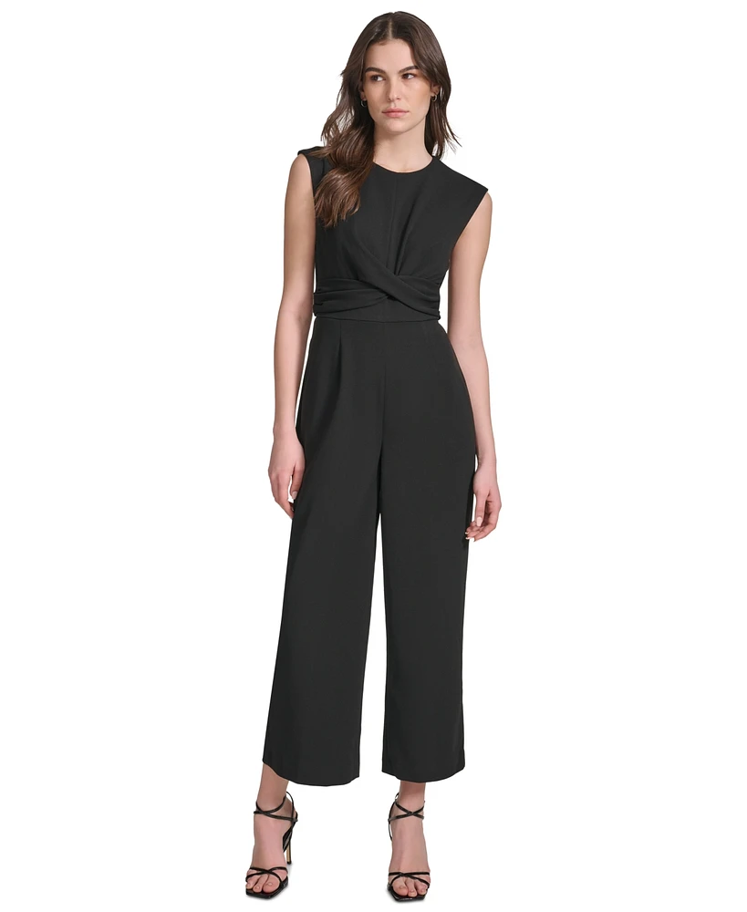 Calvin Klein Women's Twist-Front Flare-Leg Jumpsuit