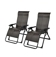 Slickblue 2PCS Patio Rattan Zero Gravity Lounge Chair