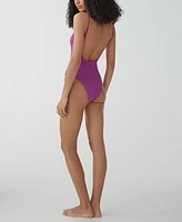 Mango Women's Adjustable Straps Textured Swimsuit