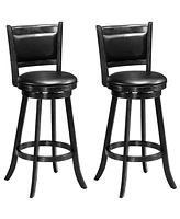 Slickblue Set of 2 29 Inch Swivel Bar Height Stool Wood Dining Chair Barstool