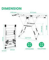 Folding Clothes Drying Rack Adjustable Height