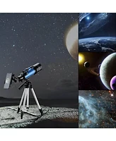 Telescope 70mm Aperture 300mm Az Mount Telescope with Stand and Phone Adapter for Kids, Adults and Beginners