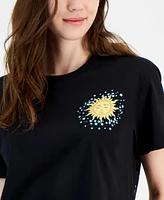 Rebellious One Juniors' Celestial Graphic Cropped T-Shirt