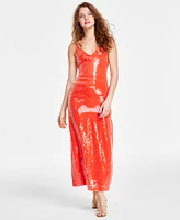 1.state Women's Sequin Sleeveless Midi Slip Dress