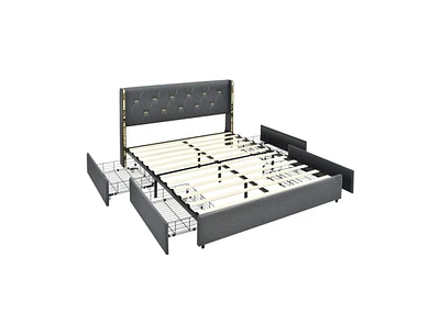 Slickblue Upholstered Bed Frame with 4 Storage Drawers
