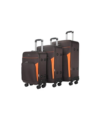 Mirage Luggage Jane Soft Shell Lightweight Expandable 360 Dual Spinning Wheels Combo Lock 3 Piece Luggage Set
