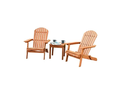 Slickblue 3 Pieces Adirondack Chair Set with Widened Armrest