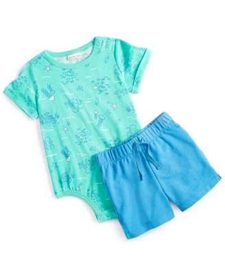 First Impressions Baby Boys Sea Print Sunsuit French Terry Shorts Created For Macys