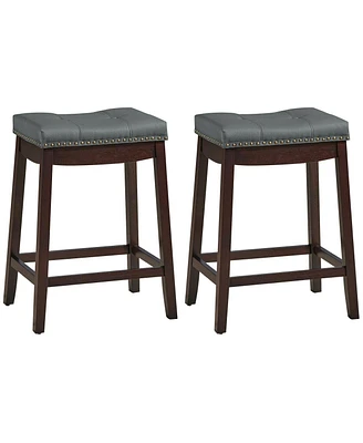Slickblue Set of 2 24-Inch Height Backless Counter Stool with Footrest