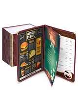 Yescom 30pc 8.5x14 Menu Cover Trifold 6 View 3 Page Restaurant Cafe Book Clear Burgundy