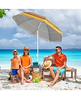 Slickblue 6.5 Feet Patio Beach Umbrella with Waterproof Polyester Fabric