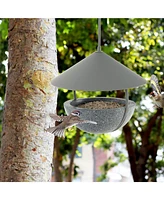 Slickblue Metal Hanging Bird Feeder and Bath with Weatherproof Dome