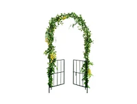 Slickblue Garden Arch Arbor Trellis with Gate Patio Plant Stand Archway-Black