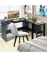 Slickblue L Shaped Corner Computer Desk with Storage Shelves