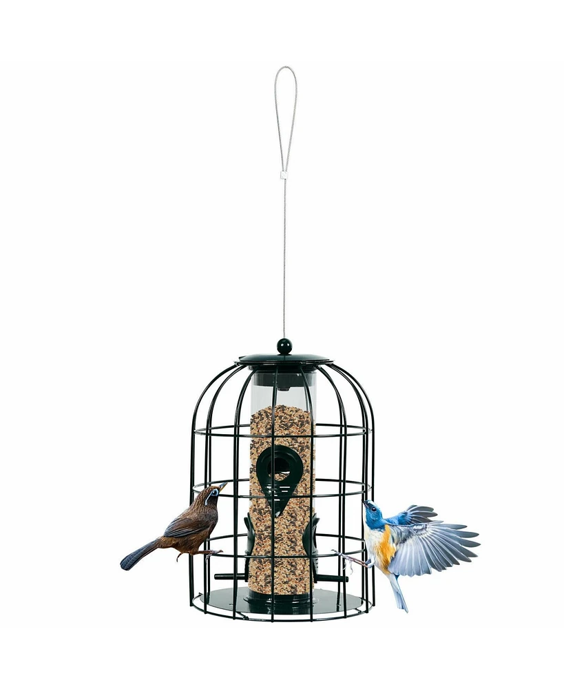 Slickblue Squirrel-proof Caged Tube Wild Bird Feeder Outdoor Metal Seed Guard Deterrent