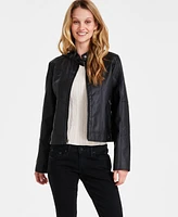 Maralyn & Me Juniors'Faux-Leather Zip-Front Jacket