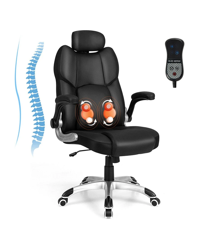 Slickblue Kneading Massage Office Chair with Adjustable Headrest-Black