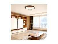 Slickblue 24W Modern Led Mount Ceiling Light with Wood Pattern and Metal Frame