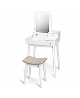 Slickblue Vanity Dressing Table Set Flip Mirror Desk Furniture Stool