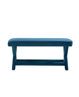 Manhattan Comfort Abigail 42.12" Velvet Upholstered Rubberwood Double Ottoman Bench