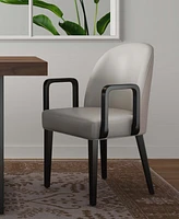 Manhattan Comfort Hillman Leatherette and Velvet Upholstered Beech Wood Dining Armchair