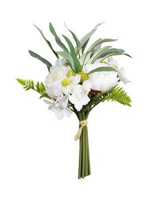 Vickerman 14'' Artificial White Peony Bouquet, Pack of 2