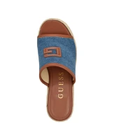 Guess Women's Zakki One Band Logo Slide Espadrille Wedge Sandals