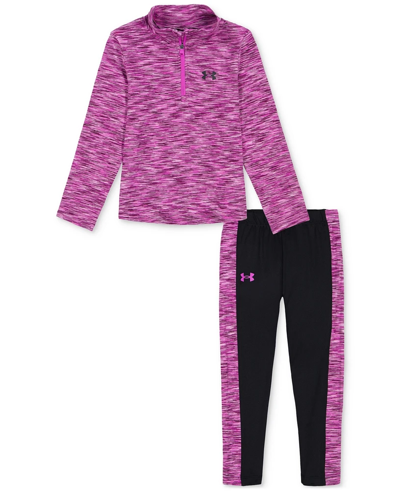 Under Armour Toddler and Little Girl 2-Pc. Quarter-Zip Stretch Twist Pullover & Side-Stripe Leggings