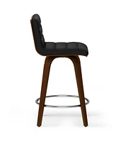 Simpli Home Roland Counter Height Stool in Black Pu Leather