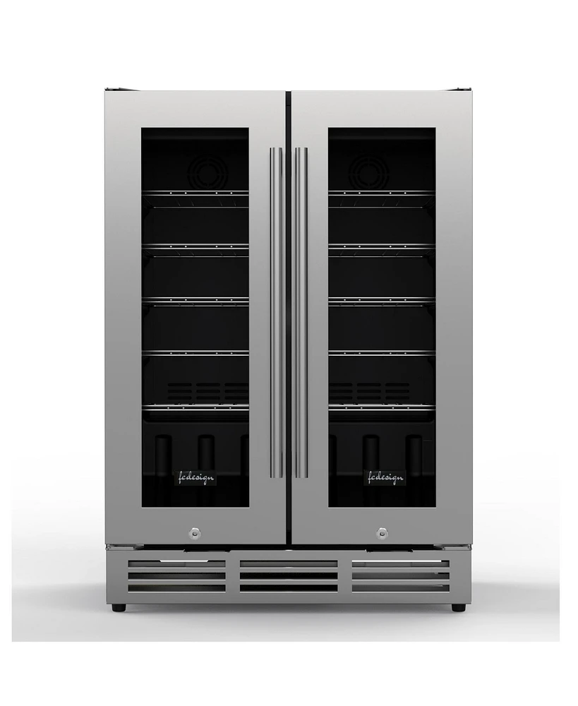 Fc Design 24'' 42 Bottle Built-in Dual Zone Freestanding Wine Refrigerator Cooler