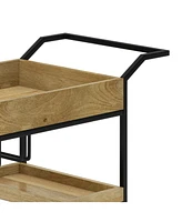 Simpli Home Barnes Solid Mango Wood 29 inch Bar Cart in Natural
