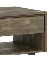 Simpli Home Lowry Solid Acacia Wood End Table in Distressed Grey