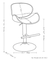 Simpli Home Marana Bentwood Adjustable Swivel Bar Stool in Deep Tan Pu Leather