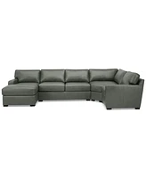 Radley 148" 4-Pc. Leather Wedge Modular Chaise Sectional, Created for Macy's