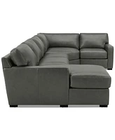 Radley 148" 4-Pc. Leather Wedge Modular Chaise Sectional, Created for Macy's