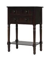 Streamdale Furniture Narrow Console Table, Slim Sofa Table With Three Storage Drawers And Bottom Shelf